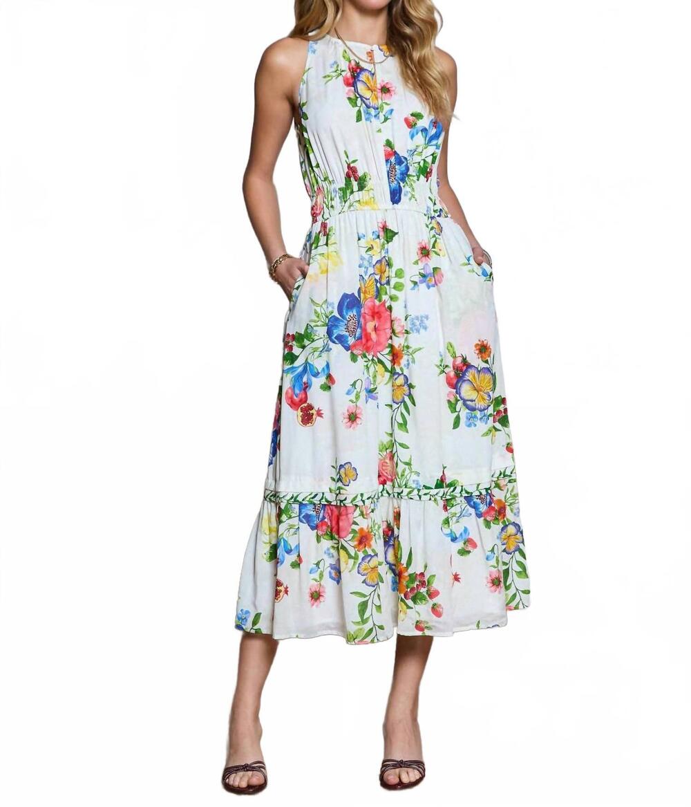 NEW CURRENT AIR floral printed halter neck midi dress in multi